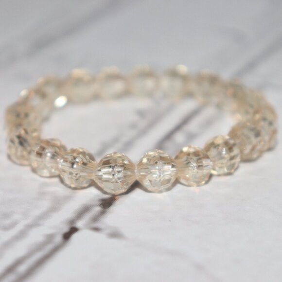Beautiful lightweight cognac crystal beaded bracelet 7" NWOT - Picture 1 of 4